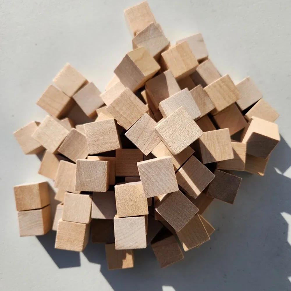 100 DIY Craft Supplies Wooden Cubes 3/4-inch Blank Wooden Blocks Unfinished Wood